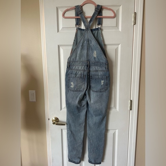 Forever 21 Distressed Patchwork Denim Overalls Y2K 90s Style Size 26 - Picture 7 of 10